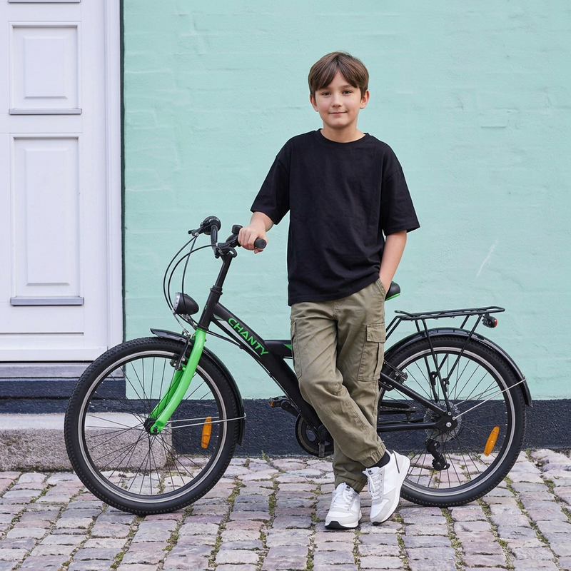 CHANTY Roader 24" Sort & Grøn Drengecykel | 7 Gear |